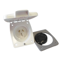 Clipsal White External 15amp Power Inlet 3 Pin (C/W Foam Gasket + Blk rear Cap). 435VF15WE