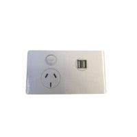 CMS Power Outlet Single N/W + DUAL 4A USB W/12VDC Terminal. J17.1UNW