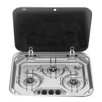 Smev 3 Burner Cooktop Flush Mt S/S C/W Glass Lid & 12v I.9102302655/PI80230007000AU/002846