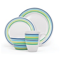 Melamine Dinner Set 16 Piece with Larger Mugs - 4 Person Setting - Seabreeze