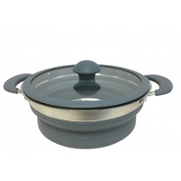COLLAPSIBLE GREY SILICONE SAUCEPAN 1L