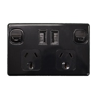 Dual Pole Powerpoint with USB Charger Colour - Black