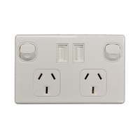 Dual Pole Powerpoint with USB Charger Colour - White