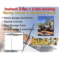4WD - AWNING 2MX2.5M RIPSTOP CANVAS & ALUMINIUM FRAME