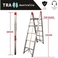 5 step aluminium collapsible box stick ladder with carry bag