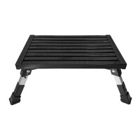 BLACK Single folding portable caravan step with adjustable legs