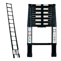 Black 3.8m portable telescopic ladder with carry bag