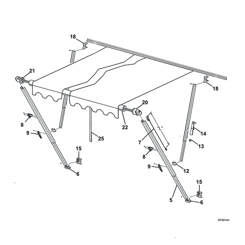 Carefree Black Car Port Foot for Main Inner Arm. 901020
