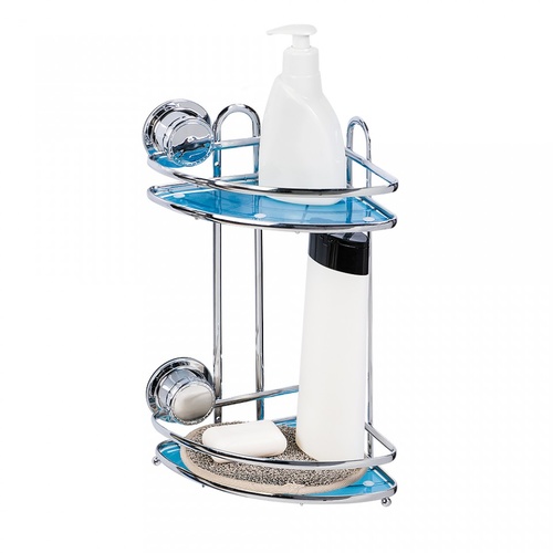 Tatkraft Vacuum Screw Conrad 2 Shelves Coner Rack c/w 2 Suction Cups. 10680
