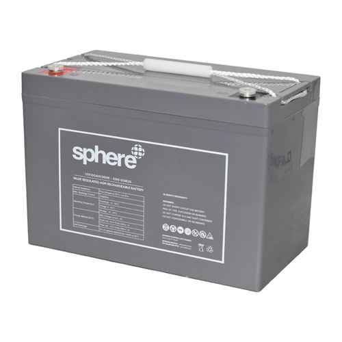 Sphere 12V 100AH Valve Regulated AGM Rechargeable Battery.