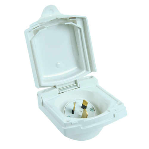 Clipsal (New) White External 15AMP Power Inlet. 435VFS15WE