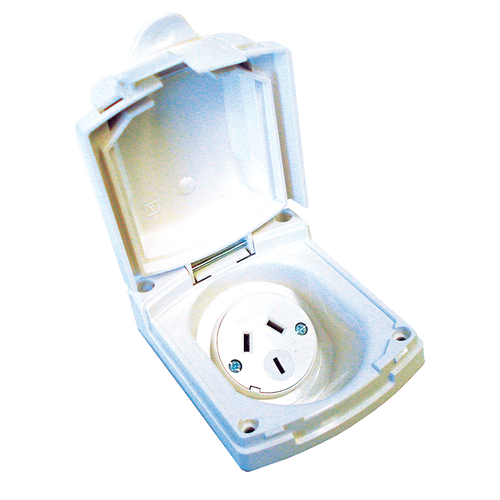 Clipsal (New) White External 10 AMP Power Outlet. V415VFWE