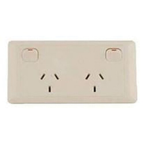 CMS Double Beige 10AMP Power Outlet W/20AMP Install Couplers. J16.2BG