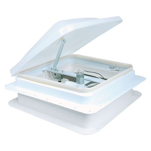COAST RV 14x14 White Wind-up Roof Vent  with 12V FAN & LED