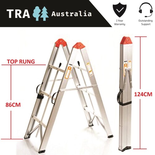 3 step aluminium collapsible box stick ladder with carry bag