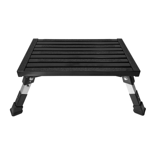 BLACK Single folding portable caravan step with adjustable legs
