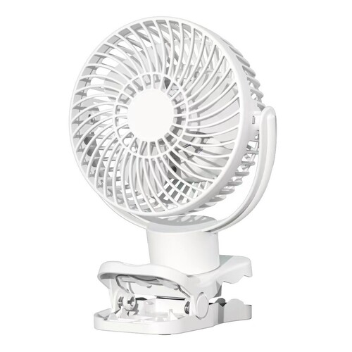 White USB Portable Camping Fan with LED Light and Remote Control