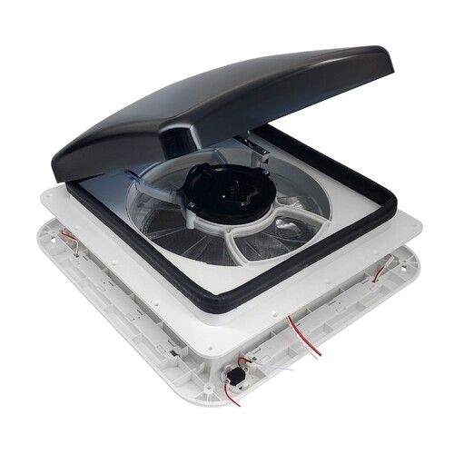 12V Shower Roof Vent with LED Lights and Tinted Lid - New Model